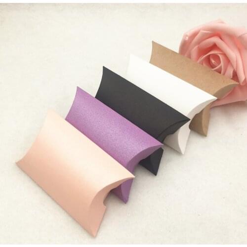 10/50pcs Pillow Candy Box Bag Craft Paper Pillow Shape Wedding Favor Gift Boxes Pie Party Box Bags Eco Friendly Kraft Gift Box