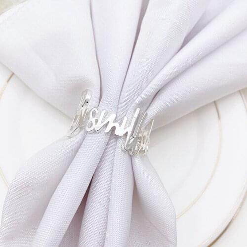 12PCS/Spot new letter bismillah metal gold and silver napkin ring for wedding banquet prayer family gathering free shipping