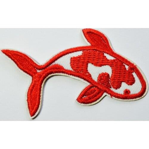 Japanese koi carp fish tattoo Japan love Red applique iron on patch new (size is about 5 * 8 cm)