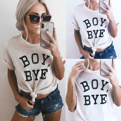 2018 hirigin casual New Fashion Summer Women Letter O-Neck Short Sleeve T-Shirt Top