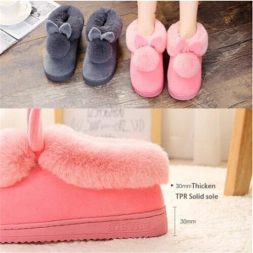 2021 New Fashion Autumn Winter Cotton Slippers Rabbit Ear Home Indoor Slippers Winter Warm Shoes Womens Cute Plus Plush Slippers