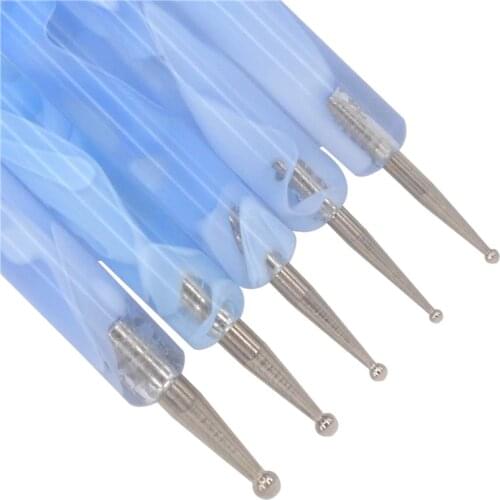 YWK 5Pcs 2 Way Dotting Pen Blue Painting Pens Nail Art Dot Tools Nails Care Beauty Manicure Set #18