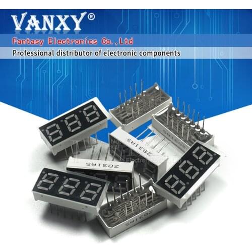 5pcs Digital tube segment 0.28 inch common Cathode 3 Bit digital 0Tube 0.28 inch Red LED Display HS320281K