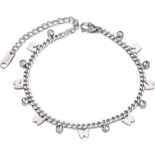 Stainless Steel Butterfly Charm Bracelets For Women Trendy Bohemia Beach CZ Crystal Bracelet Jewelry pulseras B20169