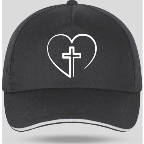New Men Women Fashion Cross Heart Jesus Print Baseball Caps for Hip Hop Cotton Velcro Trucker Cap Bone Dad Hats