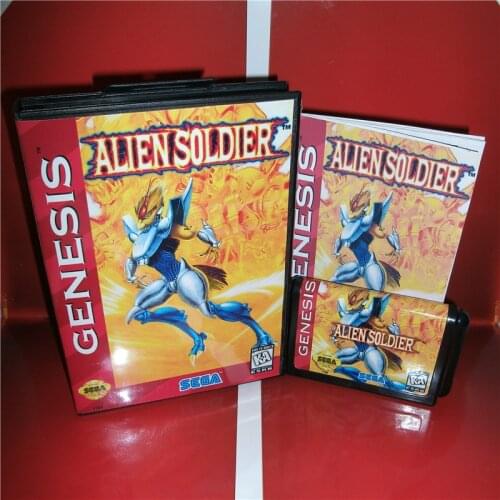 Alien Soldier US Cover with box and manual For Sega Megadrive Genesis Video Game Console 16 bit MD card