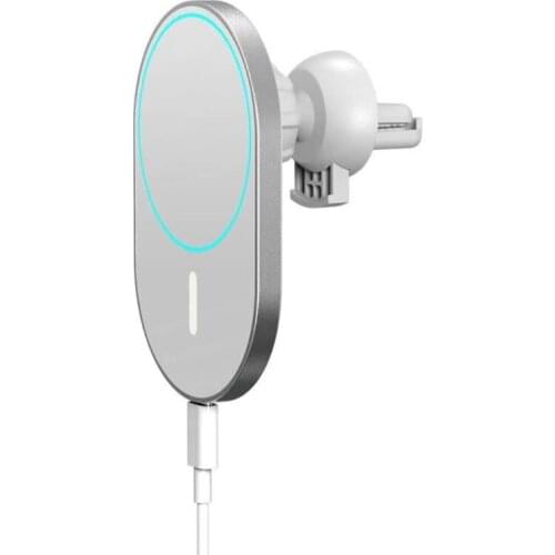 New 15W Aluminum Alloy Car Vent Mount Holder Super Magnetic Wireless Charger for iphone- 12 Pro Max Mini Fast Charging