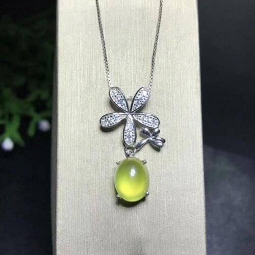 Natural grape necklace pendant 925 sterling silver 8 * 10mm Yellow Grape Exquisite jewelry