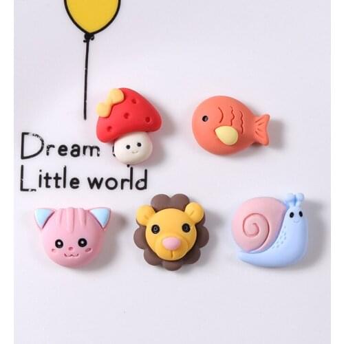 20pcs Resin Kawaii Fish Lion Snail Animals Flatback Cabochons Embellishments for Pendant Jewelry Making Phone Decor Accessories