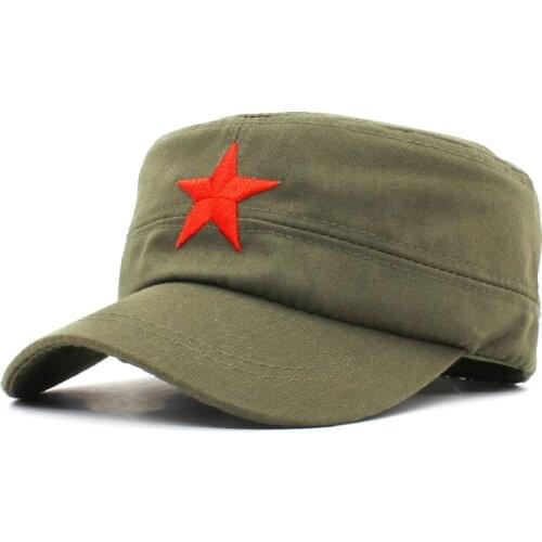 Men Women Military HatFashion Summer Autumn Brand Classic Vintage Star Adjustable Adult Flat Top Cap AD106