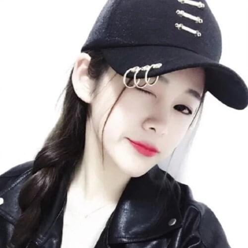 Fashion Womens Hats Metal Ring Hip-Hop Baseball Cap Anti-UV Light Outdoor Women Sports Hat Adjustable Casual Caps Trend 3 Color