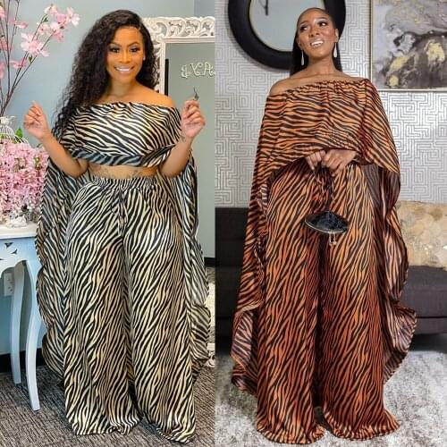 Hot Sell Robe African Clothes For Women Ankara Dresses Top + Wide Leg Pants Vetement Femme 2021 Nigerian Clothes