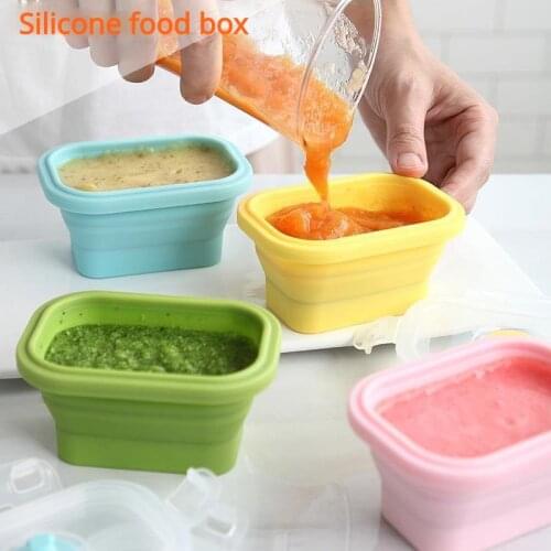 150ml baby kids leakproof bento box snack container collapsible food kawaii baby seperate bowl four colors fresh box with lid