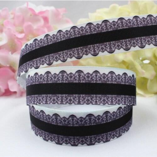 16607-57 , 25MM lace Printed grosgrain ribbon,garment accessories hair accessories material, DIY Handmade decoration