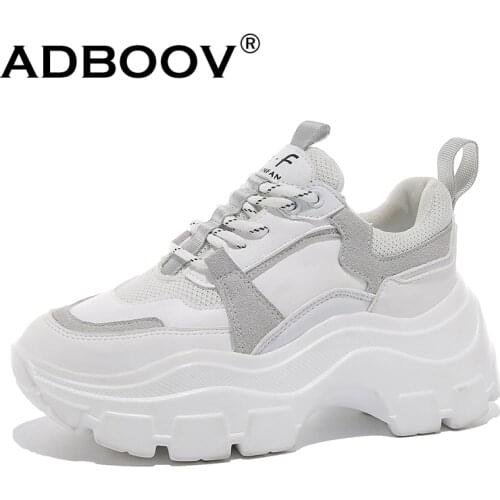 ADBOOV New Thick Sole 7 CM Chunky Sneakers Women Zapatillas Mujer Casual Platform Shoes Woman Trampki Damskie