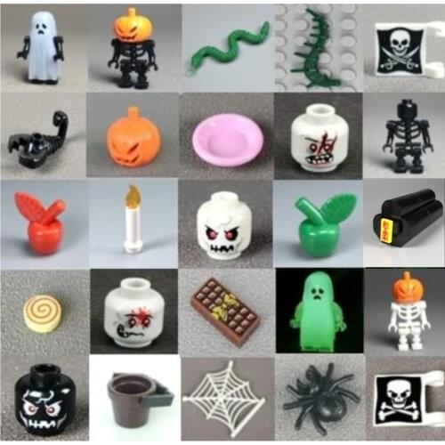 MOC Bricks Halloween pumpkin candy skeleton blood grave zombie Model Building Blocks Toy Compatible Bricks Friends parts DIY