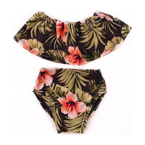 Newborn Infant Ruffle Swimsuit Kid Baby Girls Bikini Set Swimwear Children Baby Girl High Waist Printing Bathing Suit Beachwear