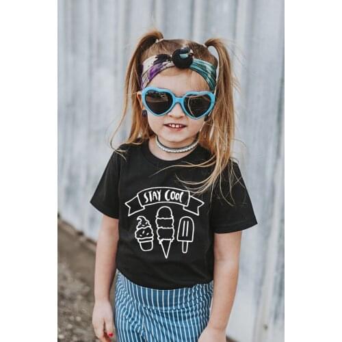 Summer Funny Kids Tshirt Stay Cool Letter Print Kid Tshirts Fashion Cute Boys Girls Tee Shirts Short Sleeve Children Clothes