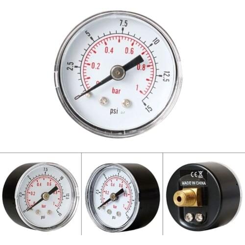 Pressure Gauge 40mm 1/8 BSPT Rear Back 15,30,60.100,160,300 PSI & Bar for Air, Gas, Water, Fuel