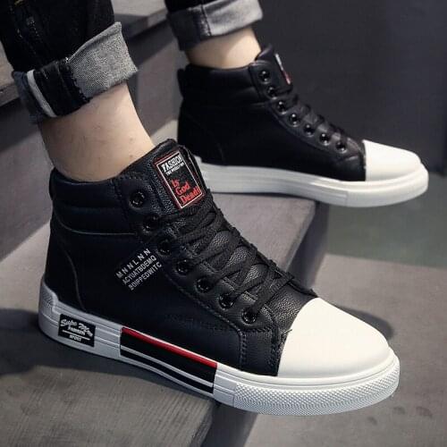 Hightop PU Leather Sport Shoes Men Sneakers Male Running Shoes Mens Sports Shoes Black Athletic Brands Tennis Original B-947