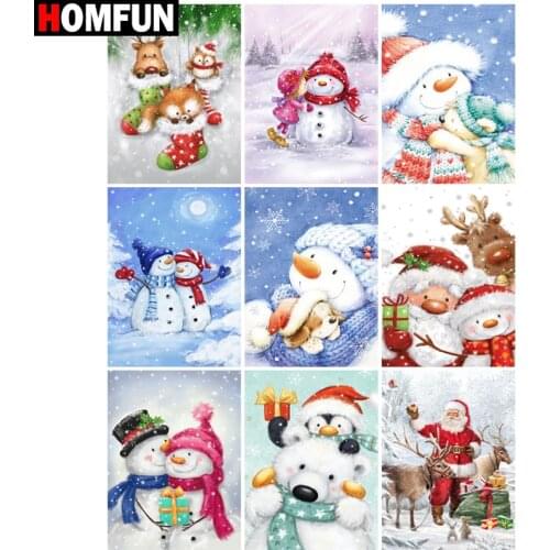 HOMFUN 3D Diamond Painting "Snowman christmas" DIY Full Rhinestones Drill Cross-stitch Kits Square Round Diamond Embroidery