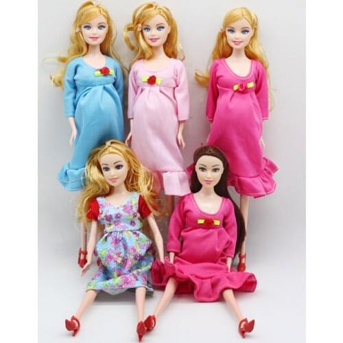 30cm Barbies Pregnant Doll Set（A Mum and A Baby in Her Belly）5 Styles Toy Accessories