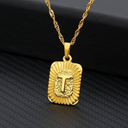 A-Z Letter Initial Necklaces For Women Men Gold Color Stainless Steel Chain Choker Male Female Pendant Necklace Fashion Jewelry