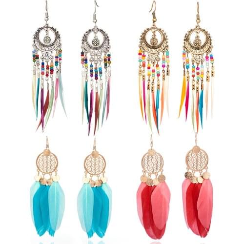 Semicircular Bohemian Tassel Pendant Drop Earrings Resin Bead Exaggeration Vintage Women Dangle Earrings Trendy Jewelry 2020 New