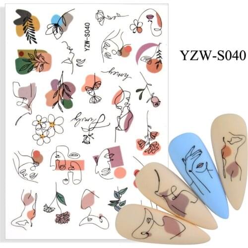 Self-adhesive 3D Stickers for Nails Beautiful Line Grass Flower Nail Art Decorations Autumn Fashion Sticker Women Girl Nail Foil