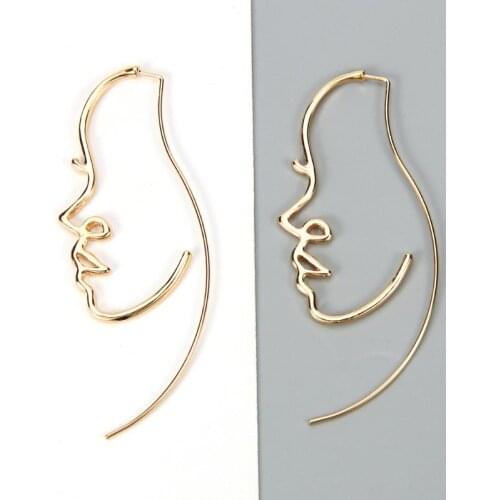 1 Pair Creative Abstract Face Contour Shape Earrings Minimalism Simple Elegant Design Female Danglers Jewelry Gift U2JF