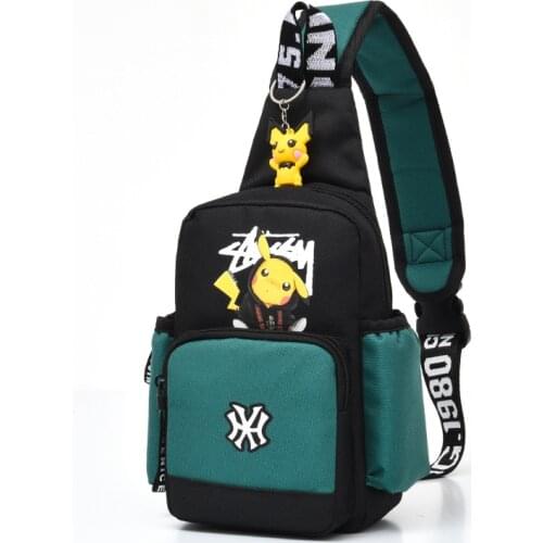 Pikachu Leisure Mobile Phone Bag Shoulder Bag Men And Women Chest Bag Canvas Youth Sports Messenger Bag Handbag