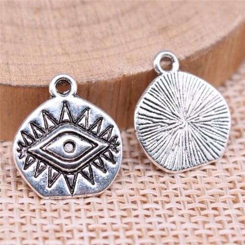 WYSIWYG 20pcs 15x14mm Antique Silver Color Eye Charms Pendant For Jewelry Making DIY Jewelry Findings