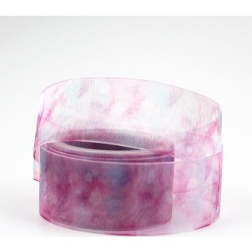 Hot pink/Blue water color 16/25/38mm Gradient organza ribbon Bow Wedding Decoration Lace Crafts gift wrapping decoration
