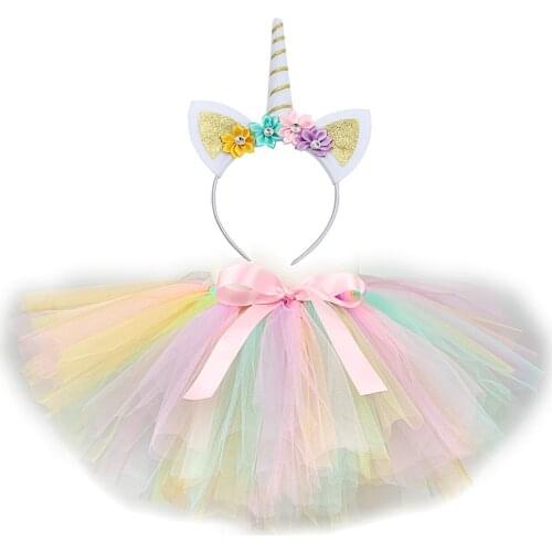 1-14Y Unicorn Tutu Skirt Girls Pastel Ballet Dance Tulle Skirt Baby Toddler Birthday Cake Smash Tutu Kid Unicorn Costume Holiday