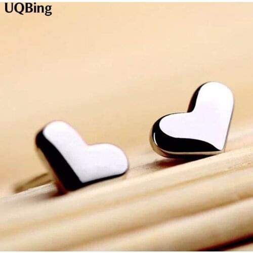 100% Real 925 Sterling Silver Heart Shape Women Stud Earrings Jewelry