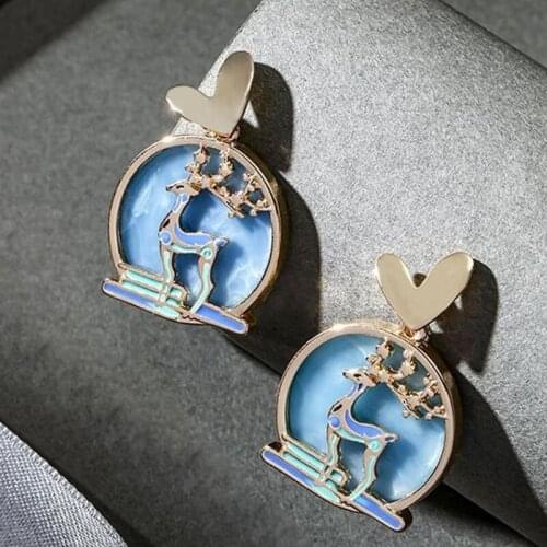 Sacred Deer Earrings S925 Sliver Needle Heart Hight Quality New Desgin Fish Stud Earring Religious Folk-custom Jewelry Femme