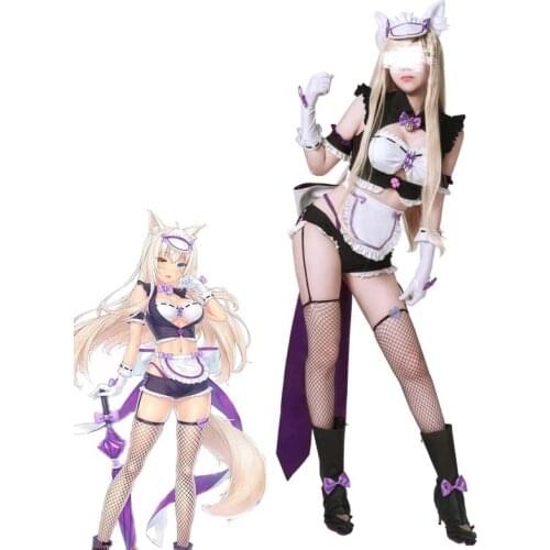 Anime Nekopara Cosplay Costume Race Queen Coconut Cosplay Costume Maid Dress Cat Neko Sexy Women Costume Full Set Clothes