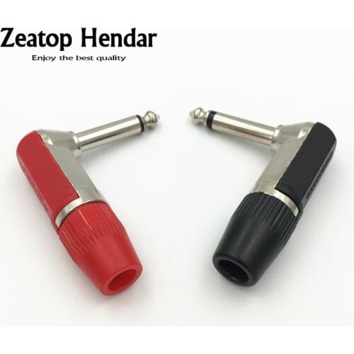 10Pcs 1/4 inch 6.35mm Mono Male Plug Speaker Right Angle Guitar Phono Connector