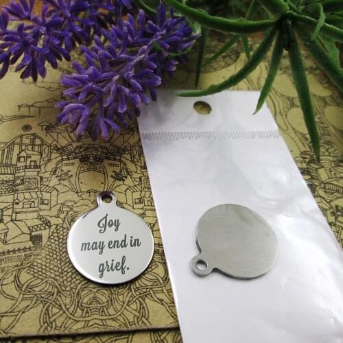 10pcs--"Joy may end in grief."stainless steel charms styles for choosing DIY Charms Bible gold sentence