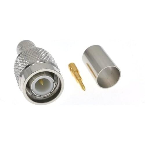 10pcs TNC Crimp Male Plug Straight Connector For RG5 RG6 5D-FB LMR300 Coax Cable RF Connector