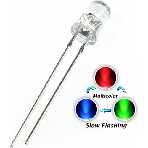 1000PCS F3 RGB SLOW FLASH LED WATER CLEAR / DIFFUSED DIP-2 LONG PIN 3MM RED+BLUE+GREEN Light beads Free shipping