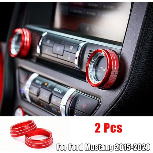 6Pcs Air Condition Radio Knob Rings AC Control Switch Button Decorative Ring Cover for Ford Mustang 2015-2020 Audio Trim