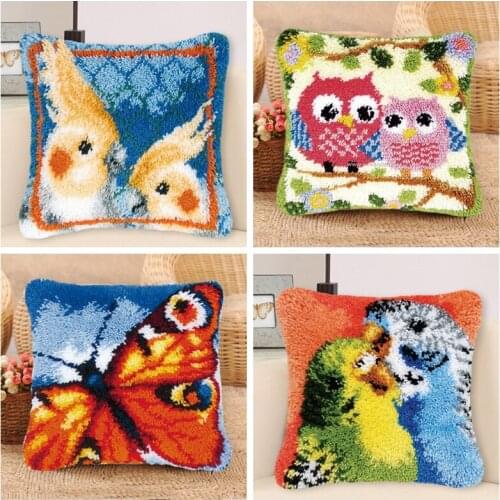 3d Latch Hook Butterfly Latch Hook Kit DIY Smyrna Bird Latch Hook Pillow Foamiran for Flowers Latch Hook Rug Pillow Case Yirn