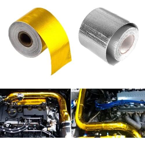 5/10M 2'' Gold Thermal Exhaust Tape Air Intake Heat Insulation Shield Wrap Reflective Heat Barrier Self Adhesive Engine Tap