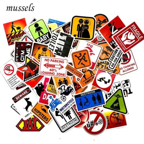 50 PCS Warning Stickers Danger Banning Signs Reminder Waterproof Decal Sticker to DIY Laptop Motorcycle Luggage Snowboard Car