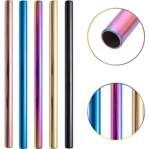 Behogar Stainless Steel Drinking Straws Reusable Metal Straws Caliber with Clean Brush Storage Bag for Bar Party Outdoor