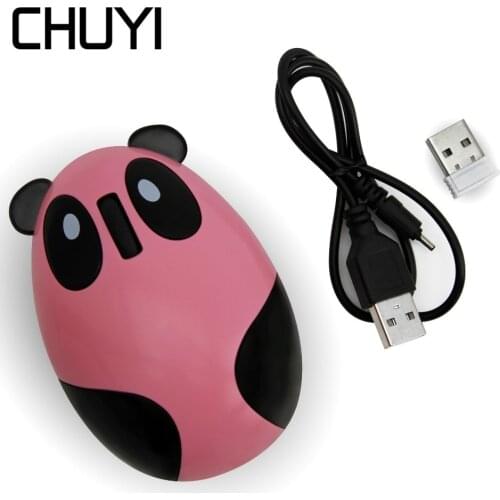 2.4G Wireless Mouse Rechargeable Optical Cute Panda Shape Mini Computer Gaming With Mouse Pad For Laptop Desktop PC
