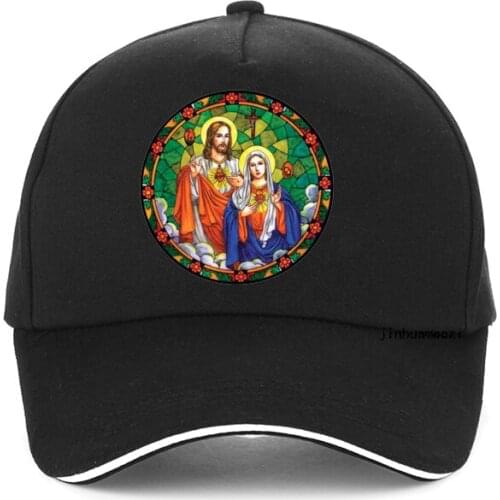 SACRED HEARTS OF JESUS & MARY print cap High Quality 100%Cotton Baseball caps Christian jesus Unisex hat snapback