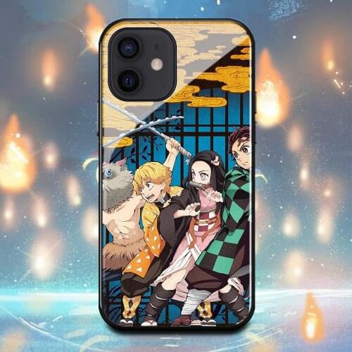 Demon Slayer Kamado Tanjirou Phone Case For Iphone X XR XS Max 6 6s 7 8 Plus 11 11Pro 12Mini 12Pro Tempered glass shell Cover