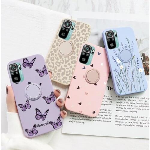 For Xiaomi Redmi Note 10 10S Case Flower Magnetic Ring Holder Phone Back Cover For Xiaomi RedmiNote10 RedmiNote10S TPU Bumper
